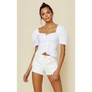 For Love & Lemons Delilah Ruffle Puff Sleeve Top